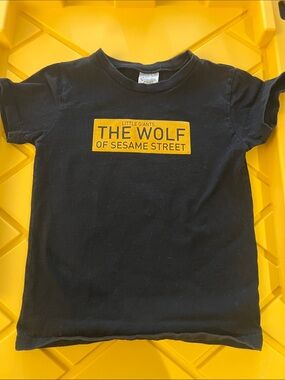 Black Kids Short Sleeve Tee with Yellow Graphic